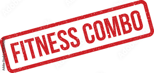 Distressed red rectangle stamp with Fitness Combo text, ideal for promoting bundled workout deals