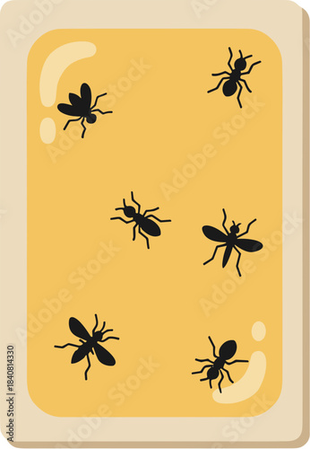 Prehistoric insects like ants and flies preserved in amber fossil.