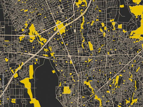 Fotografi Graphic city map artwork of Yamato, Japan