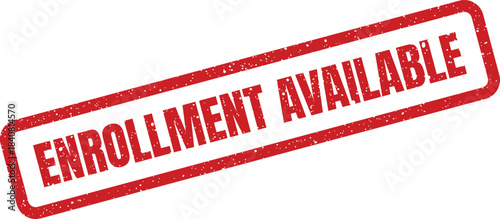 Distressed red rectangular stamp indicating that a registration period for a course is currently open