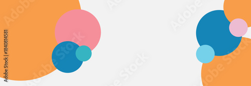 Abstract Composition With Large Orange Circles And Smaller Blue Pink Circles