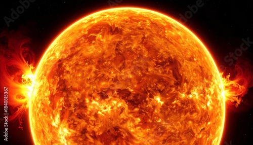 Solar Flare on the Sun with Outer Space.