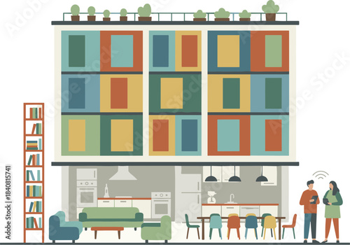 Innovative residential architecture using repurposed colorful cargo containers.