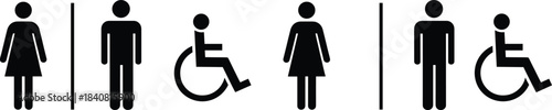 Large vector collection of essential public signs and universal pictograms, featuring diverse restroom, hygiene,