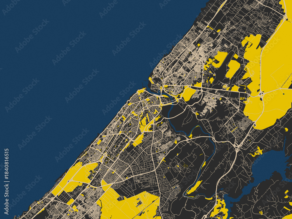 Fototapeta premium Clean urban street map of Greater Rabat, Morocco