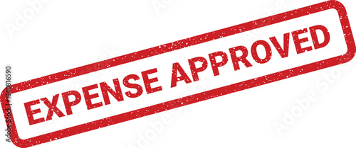 Distressed red rubber stamp with the affirmative text Expense Approved indicating successful financial authorization