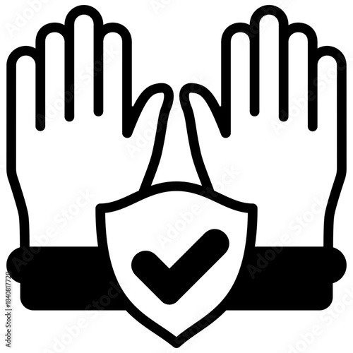 Safety Gloves Glyph Icon Mini Illustration, Use For Modern Concept, Print, Ui, Ux Kit, Web And App Development. Vector Related To Firefighter, Rescue And More