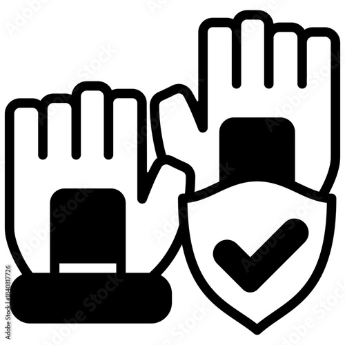 Safety Gloves Glyph Icon Mini Illustration, Use For Modern Concept, Print, Ui, Ux Kit, Web And App Development. Vector Related To Firefighter, Rescue And More