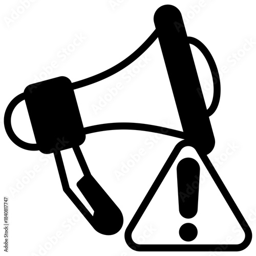 Megaphone Glyph Icon Mini Illustration, Use For Modern Concept, Print, Ui, Ux Kit, Web And App Development. Vector Related To Firefighter, Rescue And More