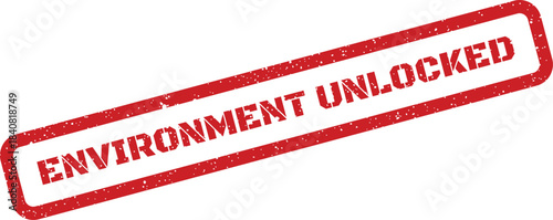 Grunge red rubber stamp symbolizing a breakthrough or new access in environmental initiatives and development
