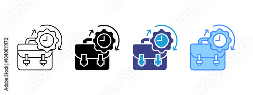 Working Hours icon set multiple style collection
