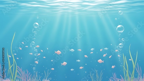 Underwater scene with fish and bubbles