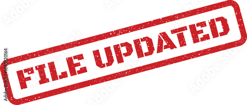 Grunge textured red stamp indicating that a digital or physical file has been recently modified and saved