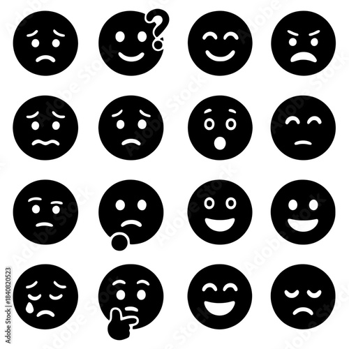 Diverse Emoji Expressions: A compilation of a various emoji designs on a black background, perfect for conveying a spectrum of emotions and feelings.