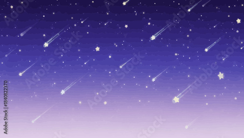 Enchanting celestial nightscape with shooting stars and dreamy atmosphere