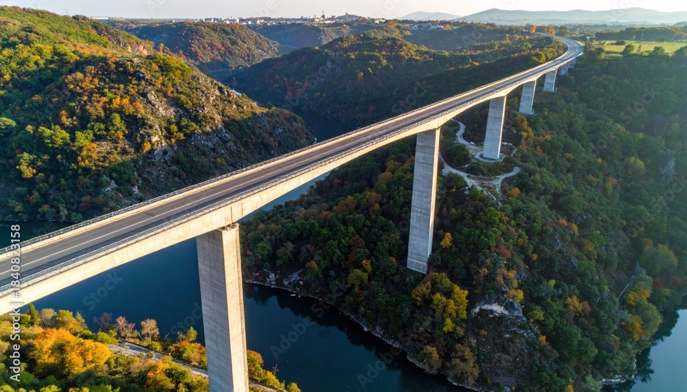 Obraz premium Long bridge over river valley