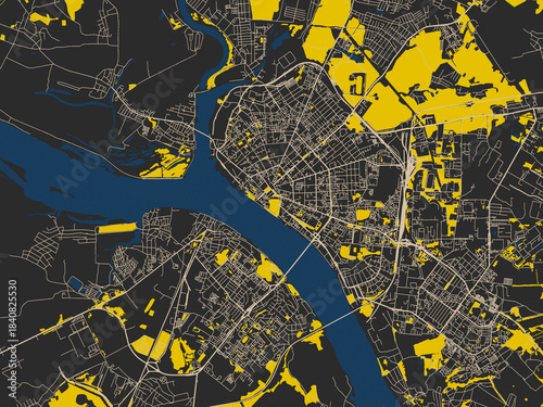 Bild auf Leinwand Kostroma, Russian Federation – minimalist flat city map