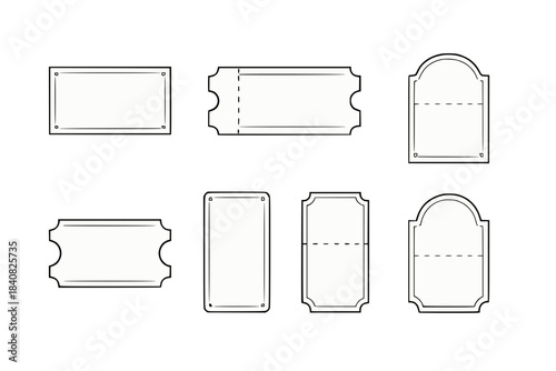 Vintage blank labels with decorative borders on neutral background