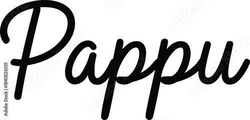 Handwritten black text featuring the name "Pappu" in a flowing, casual script or cursive font style, suitable for personalized logos, social media graphics,