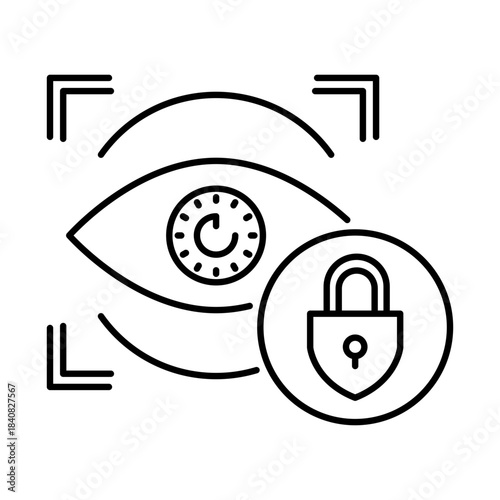 Biometric Authentication Icon, Eye - Security, Digital Identity, AI Chip, Fingerprint and Face Recognition, Access Control, Editable Stroke.