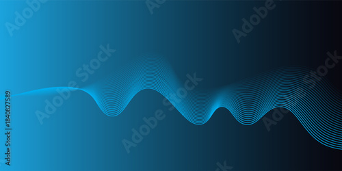 Futuristic technology background.Blue line wave light screen abstract illustration.