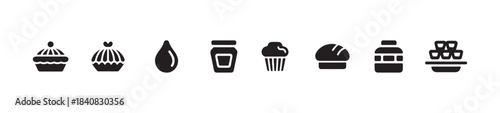 Sweet baking and dessert icons set. delicious confectionery symbols for menu design and food representation
