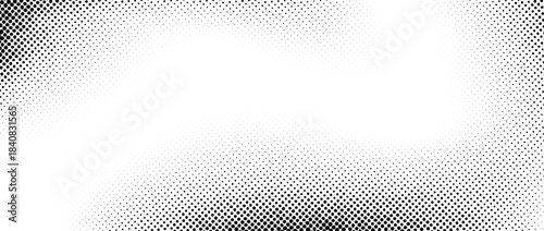 Fading halftone grain noise gradient texture. Black and white sand grit wallpaper. Aged grunge pixelated backdrop. Vector rasterized dotted dirt background. Anime or manga style comic overlay cover