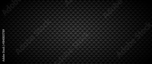 Black tech geometric background. Abstract rhomb tile pattern texture. Futuristic lozenge block grid design wallpaper. Dark grey volume diamond cover backdrop. Vector illustration isolation concept
