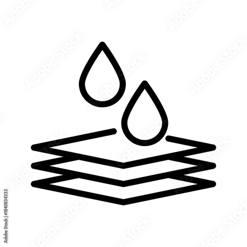 Waterproof Material Layer Icon. Water Resistance, Protection, And Durability Outline Symbol. Moisture Barrier Technology. Editable Stroke. Isolated Vector Illustration.
