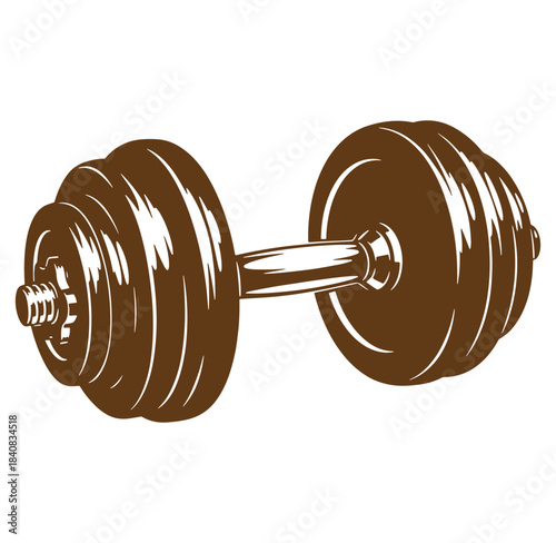 Brown dumbbell illustration ideal for fitness workout gym training and strength building