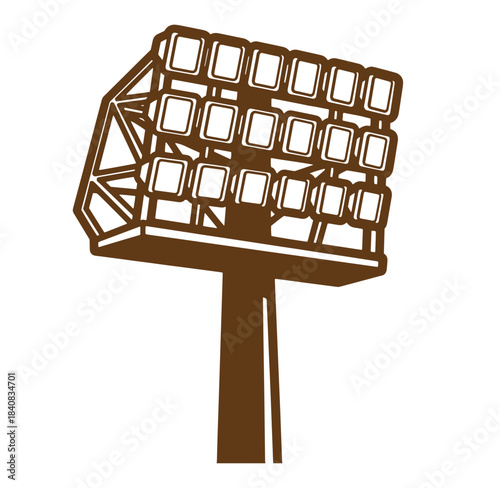 Brown vector illustration of a stadium floodlight isolated on a white background