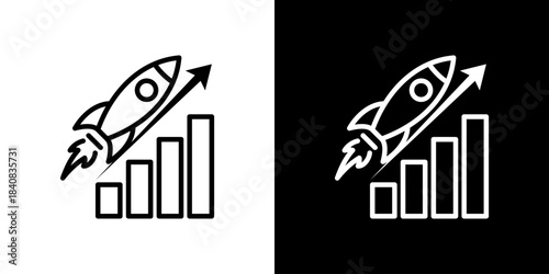 modern growth up logo design, chart and rocket up logo.