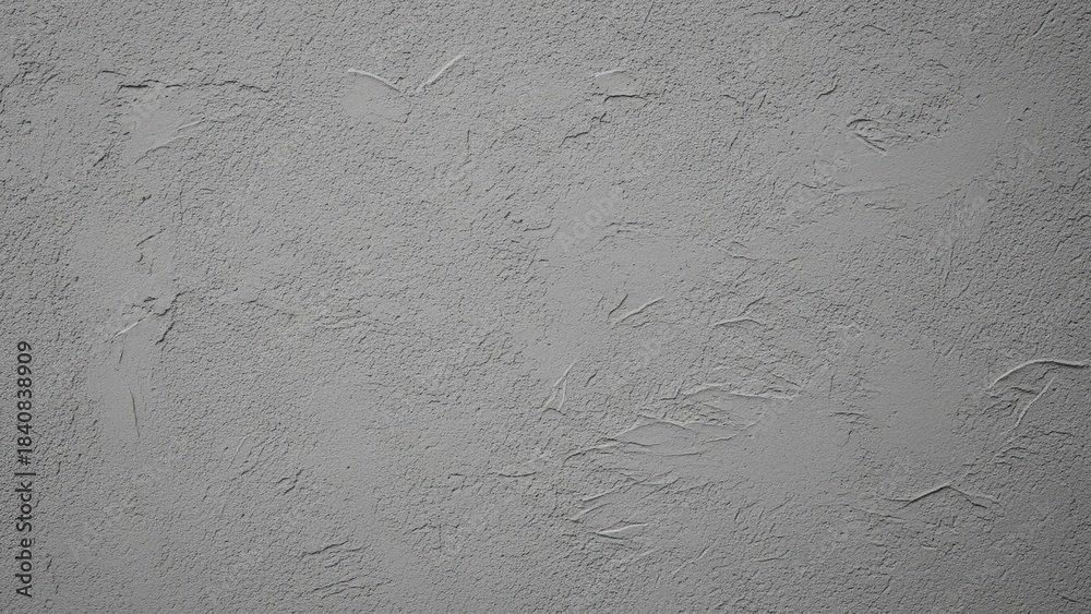 Fototapeta premium Close-up photographic view of a raw, expansive, subtly textured grey stucco wall surface used as a modern architectural background.