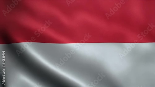 Waving Flag of Indonesia in the Wind.