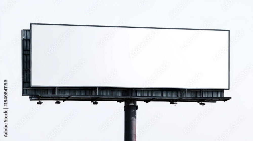 Obraz premium Blank Billboard Advertisement Structure Against Clear Sky Backdrop, Ideal for Mockups and Marketing Campaigns