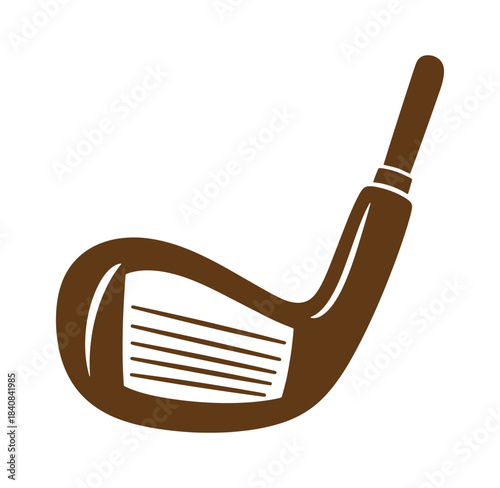Brown silhouette of a golf club for sports and recreation activities on a white background