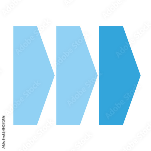 シンプルな3段階のフローの図。ビジネスや研究に適したインフォグラフィックスのアイコン