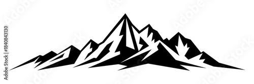 Geometric silhouette mountain range isolated on white background, vector design