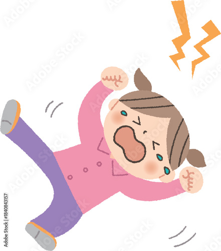 ひっくり返って泣く女の子