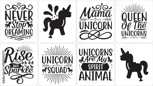 Cute Unicorn SVG Bundle with Inspirational Quotes and Magical Fantasy Designs for Apparel, Crafts, and Digital Art Prints