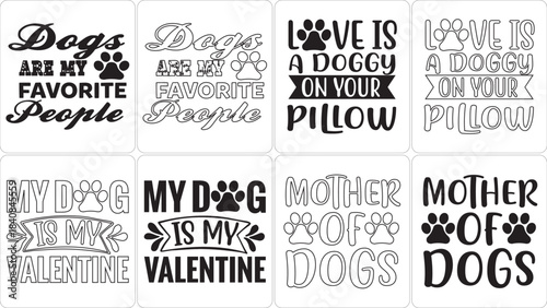Dog lover quotes SVG bundle with paw prints for t-shirts, crafts, digital art, and coloring pages
