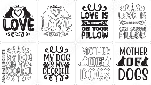 Pet Love SVG Cut Files Collection: Cute Dog & Cat Quotes, Black & White Animal Silhouettes, Outlines, and Hand Lettering Designs for T-Shirts, Mugs, and Gifts.