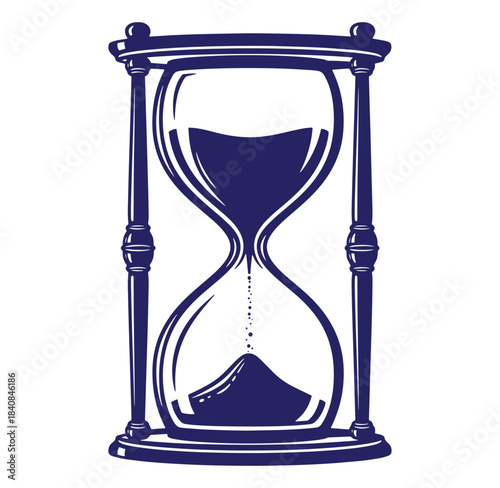 Elegant hourglass illustration depicting time passage with flowing sand and classic design