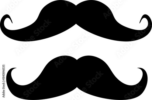 Simple black man mustache vector icon set 