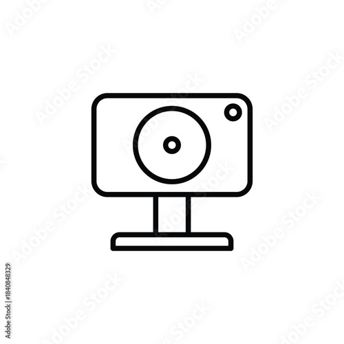 Simple line-style webcam icon representing video calls, online meetings, streaming, virtual communication, and digital recording. Perfect for apps, websites, tutorials, business tools, and tech design