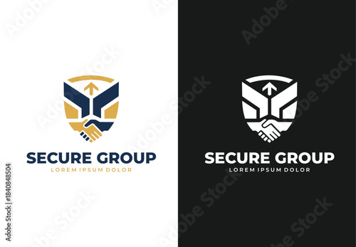 Hand shake business logo design for your branding and identity