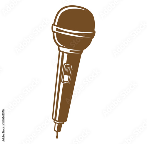 Brown microphone vector illustration on white background for audio and vocal performance