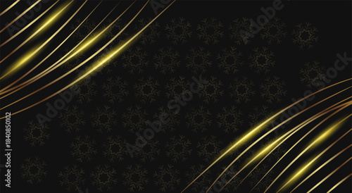 Elegant dark background with subtle star patterns and shimmering golden lines. Perfect for luxury events, banners, and upscale digital designs.