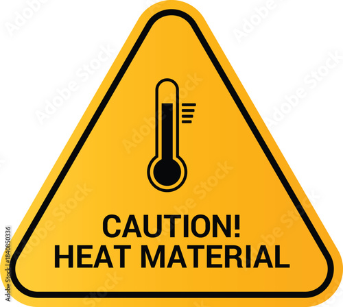 High temperature heat material hazard sign with thermal icon