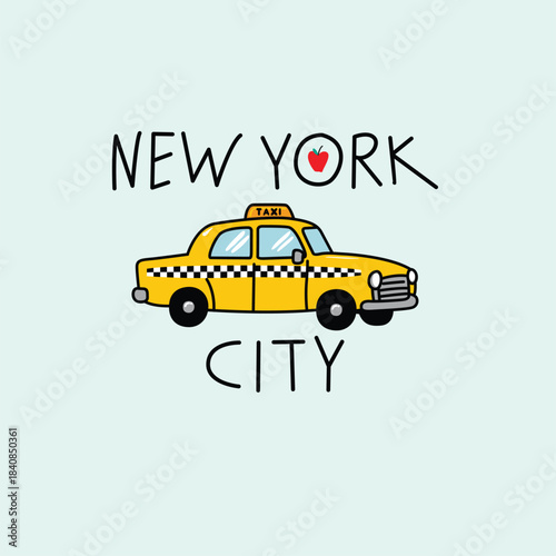 I Love New York City Design with Yellow Cabs 